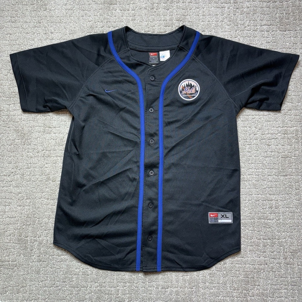 Vintage Mike Piazza Jersey Boys Youth Extra Large Black Nike New York Mets y2k